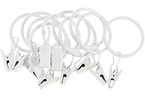 MSZSA Curtain Rod Ring Clips, Pack of 10 Rustproof Metal Drapery Ring with Hook/Hanger Clips with Eyelets for Holding Heavy Curtains Rod Set and Drapes (35 mm) (10 X WHITE)