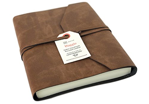 Viaggio Notizbuch handgefertigt mit Einband aus recyceltem Italienisches Leder Tan Small, blanko Seiten (17cm x 13cm x 2cm)