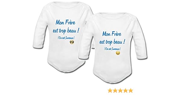 Bebe Vetements Bodys Humour Special Jumeaux Lot 2 Body Bebe Manches Longues Yonacrea