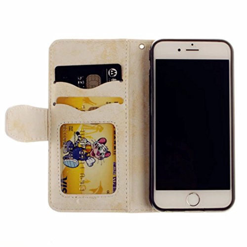 MUTOUREN Schutzhülle Case für iPhone 7 4.7 Zoll Prägung Blumen Geprägte indische Mandala Muster Buch-Stil Bookstyle Handyhülle Schutzhülle Taschen Anti-scratch Bumper et Shock Absorption Magnetverschluss Magnet Etui + Metall Touch-Pen, Retro Weiß - 5