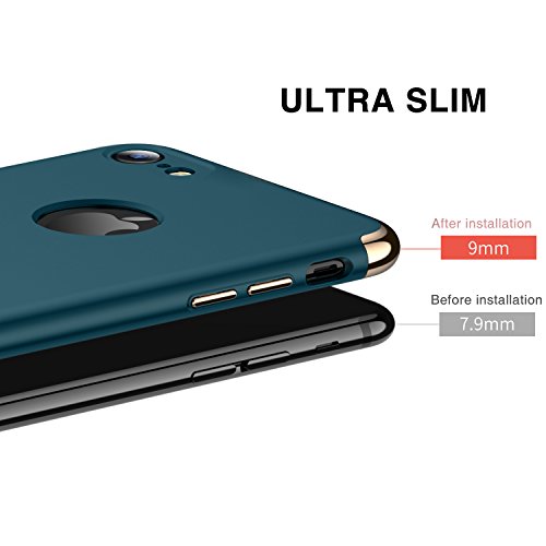 iPhone 7 Case, RANVOO 3 in 1 Hard Slim Anti-Scratch Shockproof Electroplate Frame with Coated Surface Case for Apple iPhone 7 (2016), Dark Green [LOGO VISIBLE]