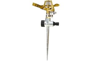 EUNEWR Garden Water Sprinkler 360 Degree Heavy Duty Impact Lawn Sprinkler, Impulse Water Sprinkler Irrigation Sprayer with Metal Spike for Watering Plants Flowers Veggies