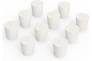 FunChem 10er Packung Solider Gummistopfen, Größe 4#, Weiß Konisch Zulaufend für Laborverschlüsse und Stopfen