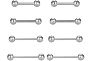 NHPY 8 Pezzi 14G Orecchini Piercing, Piercing Lingua Anelli Dritto Barbell, Piercing Lingua Acciaio Chirurgico, 12mm 14mm 16mm 18mm