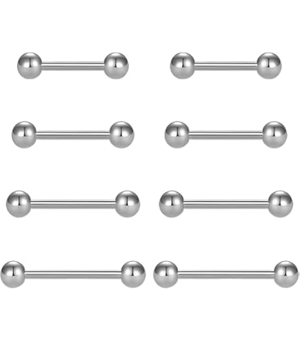 Set 8 Pezzi Piercing In Acciaio Chirurgico - Bilancieri Dritti 12-18mm | Per Lingua, Capezzoli, Orecchini - Foto 2