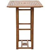 Gracias a su construcción de madera de acacia de alta calidad con un acabado de aceite natural, esta mesa de bar es duradera, estable y fácil de limpiar.