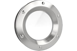 MLS Ojo de Buey B1000, de Acero Inoxidable, Vidrio de Seguridad VSG, Apto para Puertas de 40 mm de Espesor, Tornillos de Fijación Visibles en Ambos Lados, 300 mm de Diámetro, Vidrio Transparente