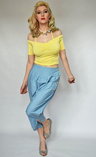 Retro chambray capri trousers