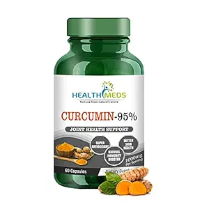 Healthmeds Curcumin 95% Antioxidents Supplement with Turmeric, Black Pepper & BioPerine Helps in Joint Health, Immune Support, Skin Health For Men & Women 1000mg/Serving 60 Capsules (Pack of 1)
