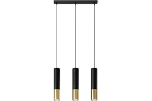 Sollux LIGHTING Loopez 3P Spotlight Lampada Da Soffitto A Sospensione, Paralume Cilindrico + Combinazione Di 2 Metalli, Lampadina GU10 Sostituibile, 3