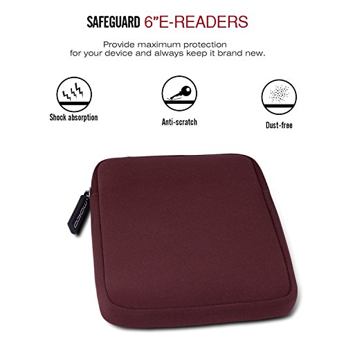 MoKo Universal 6 Zoll Sleeve Hülle – Tragbare Neoprene Schutzhülle Tasche für Tablets, Kobo Touch 2.0, Kobo Glo HD, Tolino Shine 2HD, Tolino Vision 3HD E-Book E-Reader, Rot Wein - 2