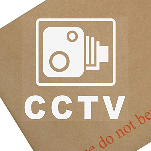 Platinum Place 6 x 87x87mm CCTV Camera Security Window Stickers-CCTV Sign-Car,Van,Lorry,Truck,Taxi,Bus,Mini Cab,Minicab.White onto Clear Adhesive Vinyl Signs,Warning,Notice,Protection,Secure