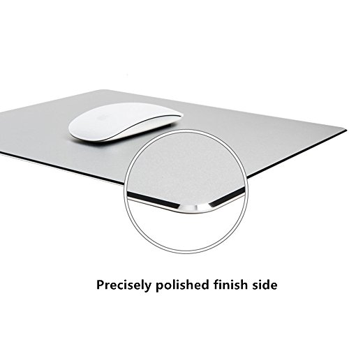 Gaming Maus Pad, jtdeal 3 mm Aluminium Metall Mousepad Mats mit wasserdichter Unterseite aus rutschfestem Gummi und Micro Sandstrahlung Oberfläche, Aluminium, für schnelle und präzise Kontrolle (Silber, 29,2 cm) - 5