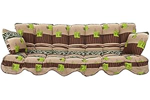 Patio Hollywoodschaukel Auflage 180 cm Kissen für Hollywoodschaukel Sitzbank Gartenmöbelauflage mit Seitenkissen braun grün