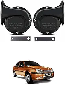 EIAC Universal Windtone Jalwa Horn (2 and 4 wheelers), Black color, Heavy plastic body, Set of 2, 12V voltage For Ikon Universal For All Models