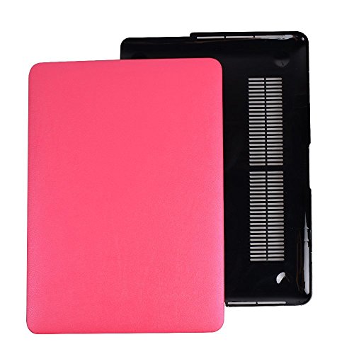 HASESS Seidig Glatt Sanfte Berührung Harte Schale Hülle Abdeckung PU-Leder Coated Snap-on Schale Abdeckung Laptop Folio Haut Hülsen für Apple Macbook Pro 13″ A1425 A1502 mit Retina + Klar TPU EU/UK Tastatur Abdeckung + Klar LCD-Schirm-Schutz – Rosa - 3