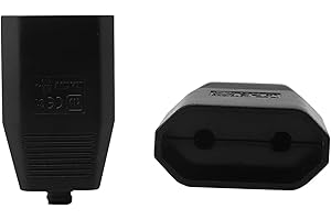 Bkemkri Frizione Euro 2 pezzi Presa Femmina, Frizione Europea Piatta, Euro Presa Accoppiamento con Contatto di Protezione Antipiega, Spina Europea Piatta, spina 250 V, 2,5 A, Nero