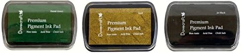 Ink Pads Dovecraft Premium Pigment Set of 3 Pads - Forest Green, Gold, Jet Black & Free Postage