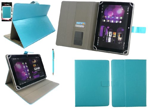 Emartbuy® Türkis 2 in 1 Kugelschreiber + Universalbereich Türkis Multi Winkel Folio Executive Case Cover Wallet Hülle Schutzhülle mit Kartensteckplätze Geeignet für Samsung Galaxy Tab S 10.5 Zoll Tablet