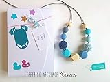  Collar de Lactancia (100% Silicona Alimentaria Antibacteriana sin BPA) + Caja Regalo (Personalizable con Nombre)  Modelo\"Ocean\"  Idea Regalo para Bebés y Mamás