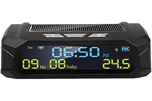 Tuccbay Digital Solar Car Clock with Temperature Display in Car LCD Date and Time for Decoration of Personal Car Exterior B