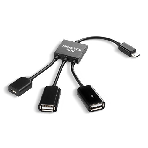 kwmobile 3in1 Micro USB OTG Hub Adapter für Samsung Galaxy Tab A 10.1 (2016) T580N / T585N – Mikro USB Verteiler in Schwarz - 2