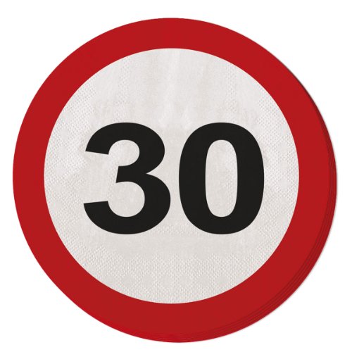 20x Servietten Verkehrsschild Geburtstag Zahl 30 Party