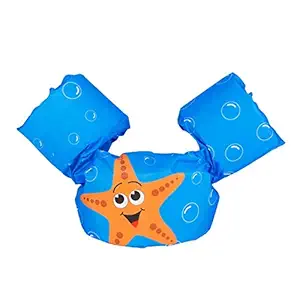 Koochie-Koo Cute Star Fish Printed Cool Beach/Pool Party Float Arm Bands Swimming Trainer Vest Life Jacket Safety Gear for Baby Boys and Girls from 2 to 6 Years 22 to 55 lbs (Pack of 1, Blue)