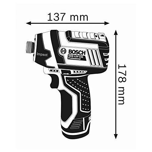 Bosch GDR 12V- LI Professional - Atornillador de impacto a batería (sin batería, par de giro 12 Nm, L-BOXX)