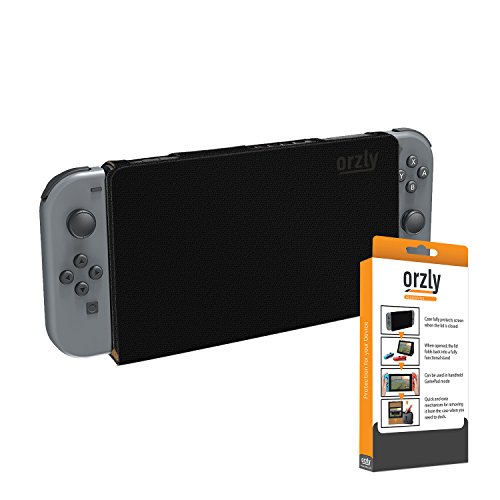 Preisvergleich Produktbild Orzly Displayschutz & Stand für die Verwendung mit Nintendo Switch, Multifunktionale Tablethülle in SCHIEFERSCHWARZ - Schutzhülle / Etui / Case / Cover für die Nintendo Switch mit eingebautem Stand und schützender Klappe, welches das Display der Nintendo Switch Konsole schützt