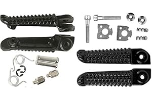 KYN Motorrad-Fußrasten vorne hinten schwarz silber für Yamaha YZFR1 YZF R12002-2011 YZFR6 YZF R6 2003 2004 2005 2006 2007 2008 2009-2012 YZF R1 R6