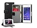 Produktbild Membrane - Schwarz Brieftasche Klapptasche Hülle Sony Xperia E3 (D2202, D2203, D2206, D2243, E3 Dual D2212) - Wallet Case Cover Schutzhülle + 2 Displayschutzfolie