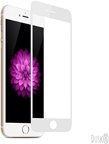 Dusk® Tempered Glass Full Coverage Screen Protector for Apple iPhone 6 / 6S PLUS 3D Curved Carbon Fibre For Maximum Protection 9H Hardness (iPhone6 4.7 inch) (6 PLUS WHITE)