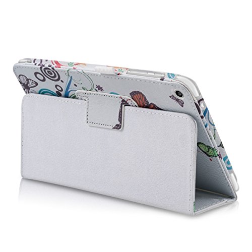 kwmobile Hülle für Huawei MediaPad T1 8.0 / Honor T1 – Tabletcover Slim Case Tablet Schutzhülle – Smart Cover Tabletcase Schmetterlinge Hippie Design Mehrfarbig Pink Weiß - 8