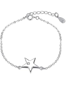 YIXUYU Armbänder Glitzer für Damen Charm Sterne mit Kristall Armkette Verstellbar 925 Sterling Silber Geschenke...