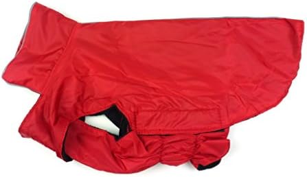Waterproof Dog Coat Jacket, Fleece Lined For Warmth, Chest Protector, Reflective Piping For Night Safety Red XXXL