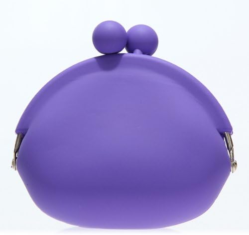 Cute Lady Girl Women Silicone Round Coin Key Purses Wallet Rubber Bag Case Purple