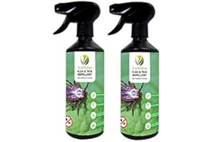 EcoWidow Flea & Tick Repellent Spray – for Home Carpet Clothing and Body Natural Humane Flea Treatment for House Formula with Geranium Essential Oils 2×500ml