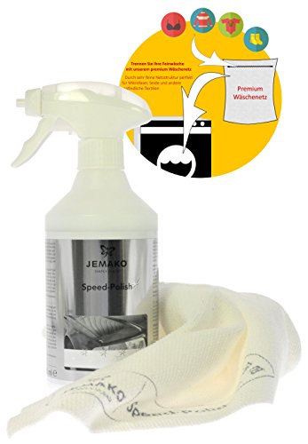 Preisvergleich Produktbild Jemako Speed-Polish 500ml / 1000ml inkl. 2 x Speed-Polish-Tuch 35 x 40 cm, Schaumpumpe & Sinland feinmaschiges Wäschenetz (500 ml)