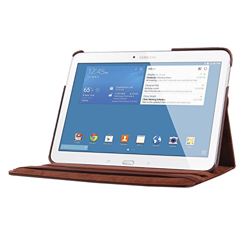EnGive 360°Drehbares Ledertasche Samsung Galaxy Tab 4 10.1 Hülle (10,1 Zoll) Schutzhülle Case Tasche mit Ständerfunktion Auto Sleep/Wake-Funktion (Samsung Galaxy Tab 4 10.1, Braun) - 6