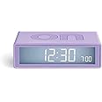 LEXON Flip+ Digital Alarm Clock for Bedrooms, Reversible On/Off Faces with Snooze function, LCD display & Touch Sensor Light, Radio Controlled & Battery Operated, Rubber - Purple