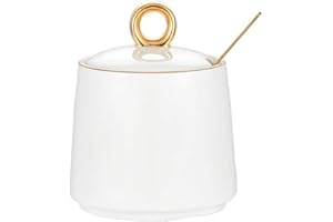 HCHLQLZ Blanc Porcelaine Bol à Sucre, Sucrier avec Cuillère et Couvercle Récipients D'épicespour Boîte Assaisonnement la Maison et de Cuisine