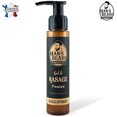 Man's Beard - Fabrication Française - Gel de Rasage Barbe De Précision Transparent à l'Aloe Vera Peaux Sensibles - Contenance : 75 ml