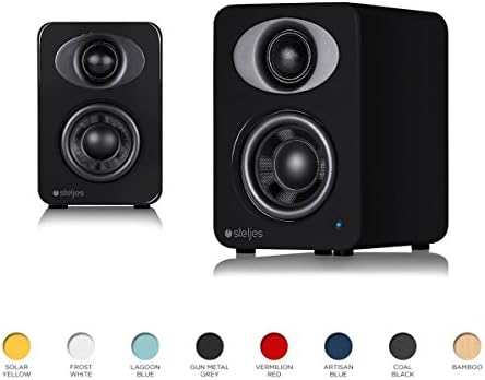 Steljes NS1 Powered Loud Speakers System British Design Stereo your Home Mini or iPhone through Bluetooth wirelessly (Coal Black)