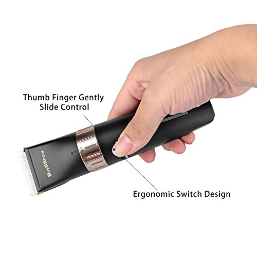 BuySShow Leise professional Haarschneider Set Wiederaufladbare Haarschneider Kit und Trimmer Haarrasierer 11 Anhänge, 8 Kämme, 2 Haircut Grooming Clipper, Friseurumhang, Werkzeuge für Familie - 5