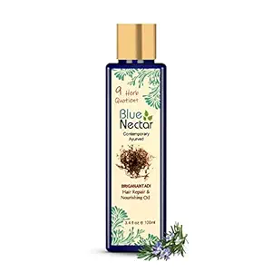 Blue Nectar Ayurvedic Hair Oil for Hair Fall and Hair Growth for Men and Women | 100% Natural Bhringraj Oil for Hair with Amla Hair Oil and Rosemary Essential Oil for Hair Growth and Strong Hair 100 ml