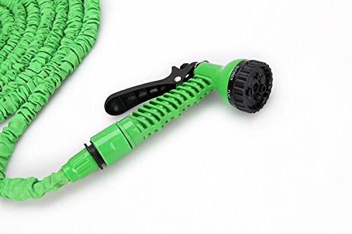 Flexibler Gartenschlauch Latex Knickfest Wasserschlauch mit Sprühpistole/Brause – Länge 7 bis ca. 22,5 m oder 10 m bis ca. 30 m, dehnbar – kein „Schlauchsalat“ Farbe Frei Wählbar (22,5 Meter, Grün) - 2