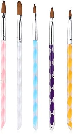 Prochive 5PCS Acrylic Nail Art Pen, UV Gel Carving Pen Brush, Nail Art Gel Acrylic Brushes Set, Acrylic Nail DIY Pen, Carving Pen Brush Liquid Powder DIY No.4/6/8/10/12