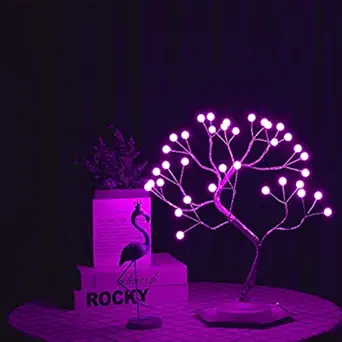 Glaceon Tabletop Bonsai Tree Lights for Christmas Decor,DIY Artificial Tree Lights Decoration-Batteries/USB Operated,for Room Decor,Wedding ,Home,Party,Bedroom,Gifts (36 LED Pearl,Pink)