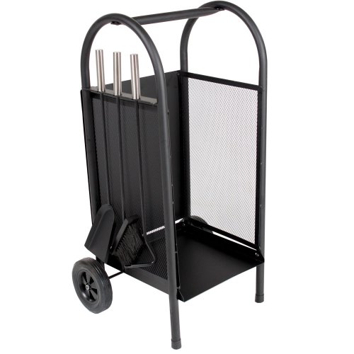 TecTake Kaminholzwagen mit Schaufel, Schürhaken und Besen - 3